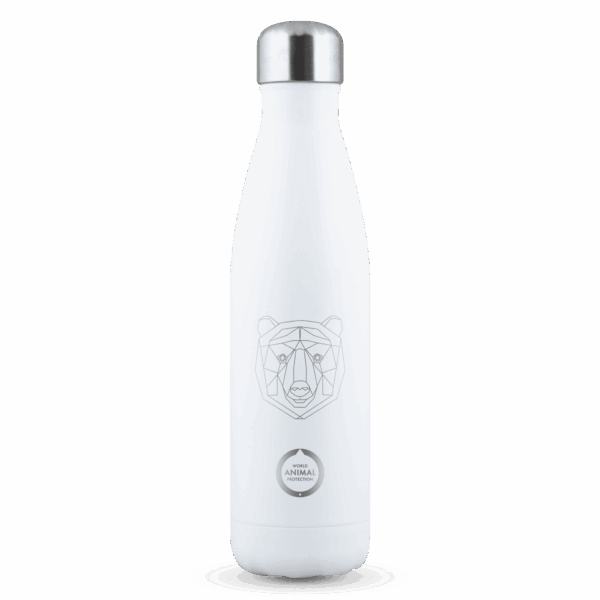 Saywhat Bottle WAP – Walvis, duurzame witte thermosfles met walvisprint, goed doel cadeau
