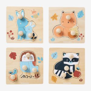 Set van 4 LES AMIS DE LA FORÊT knopenpuzzels in FSC® hout hout
