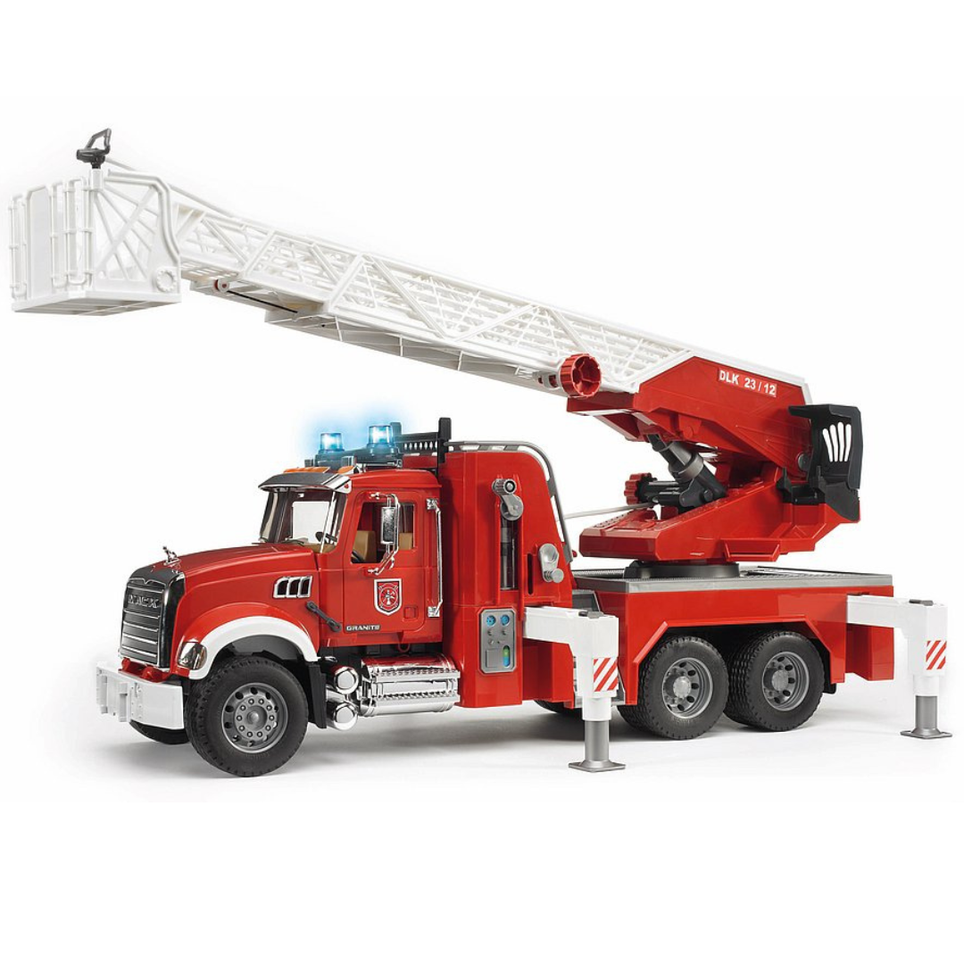 Bruder Mack Granite brandweerauto ladder en waterpomp