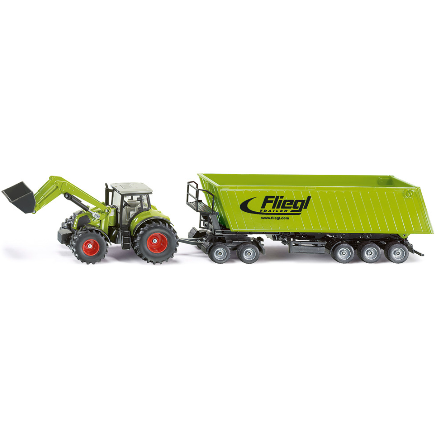 SIKU Claas met voorlader, Dolly en oplegger 1:50
