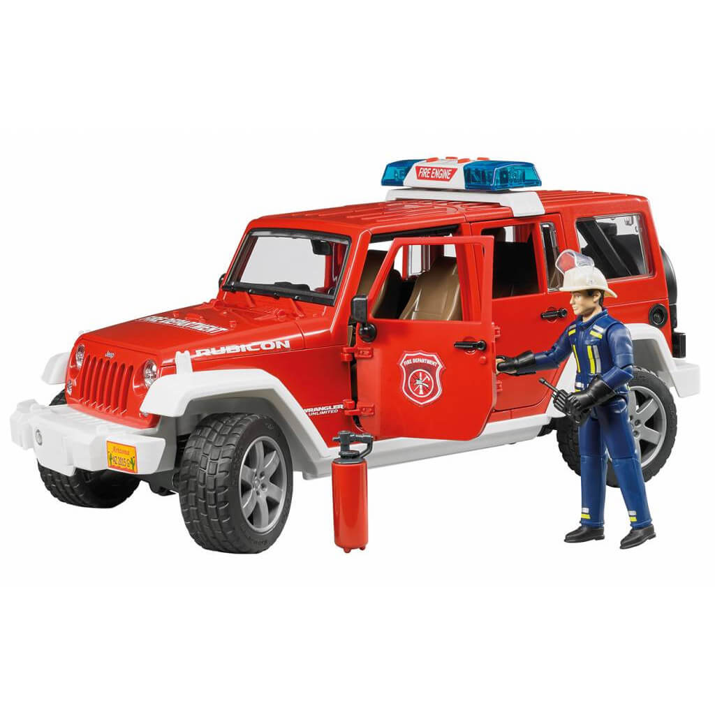 Bruder Jeep Wrangler brandweerauto met brandweerman