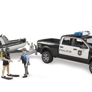 Bruder Dodge RAM 2500 Politie Pick Up met boot en 2 speelfiguren