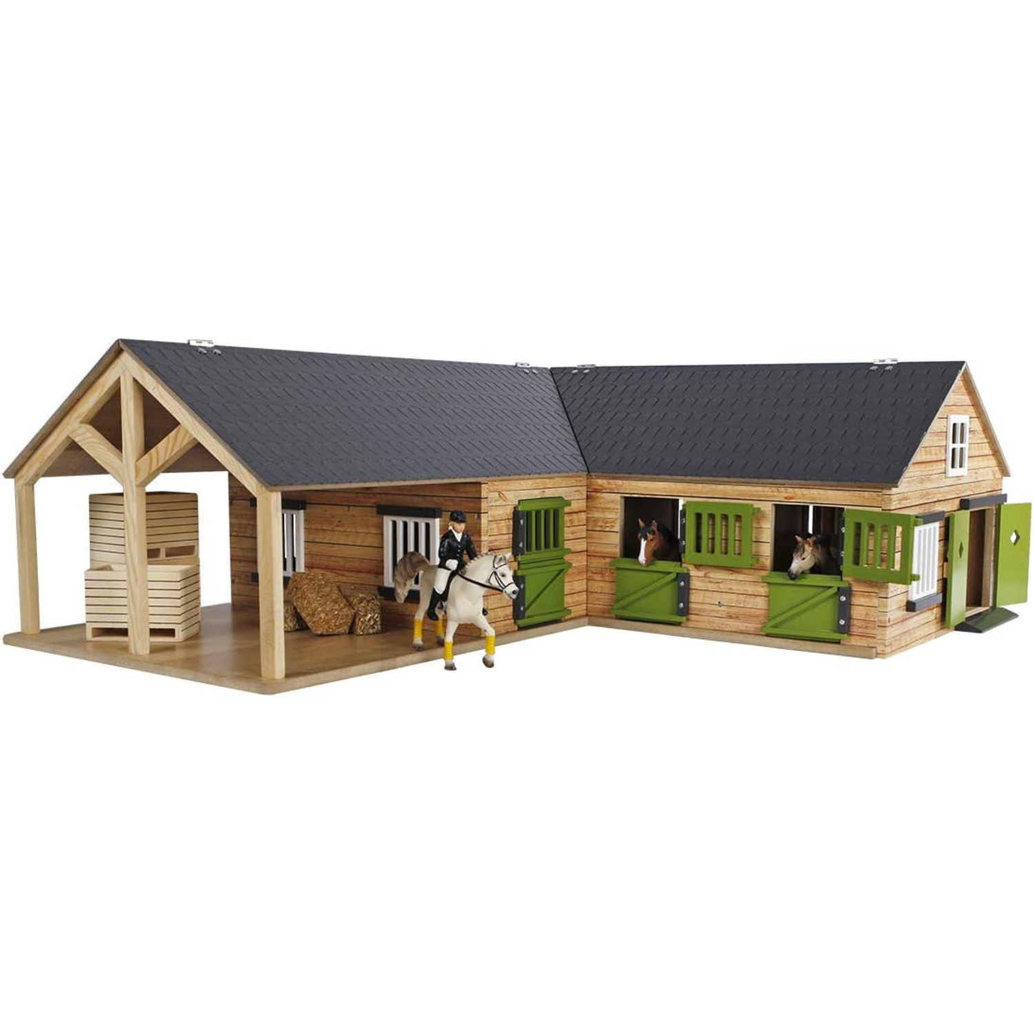 Paardenstal met 3 boxen en berging 1:24 van Kids Globe