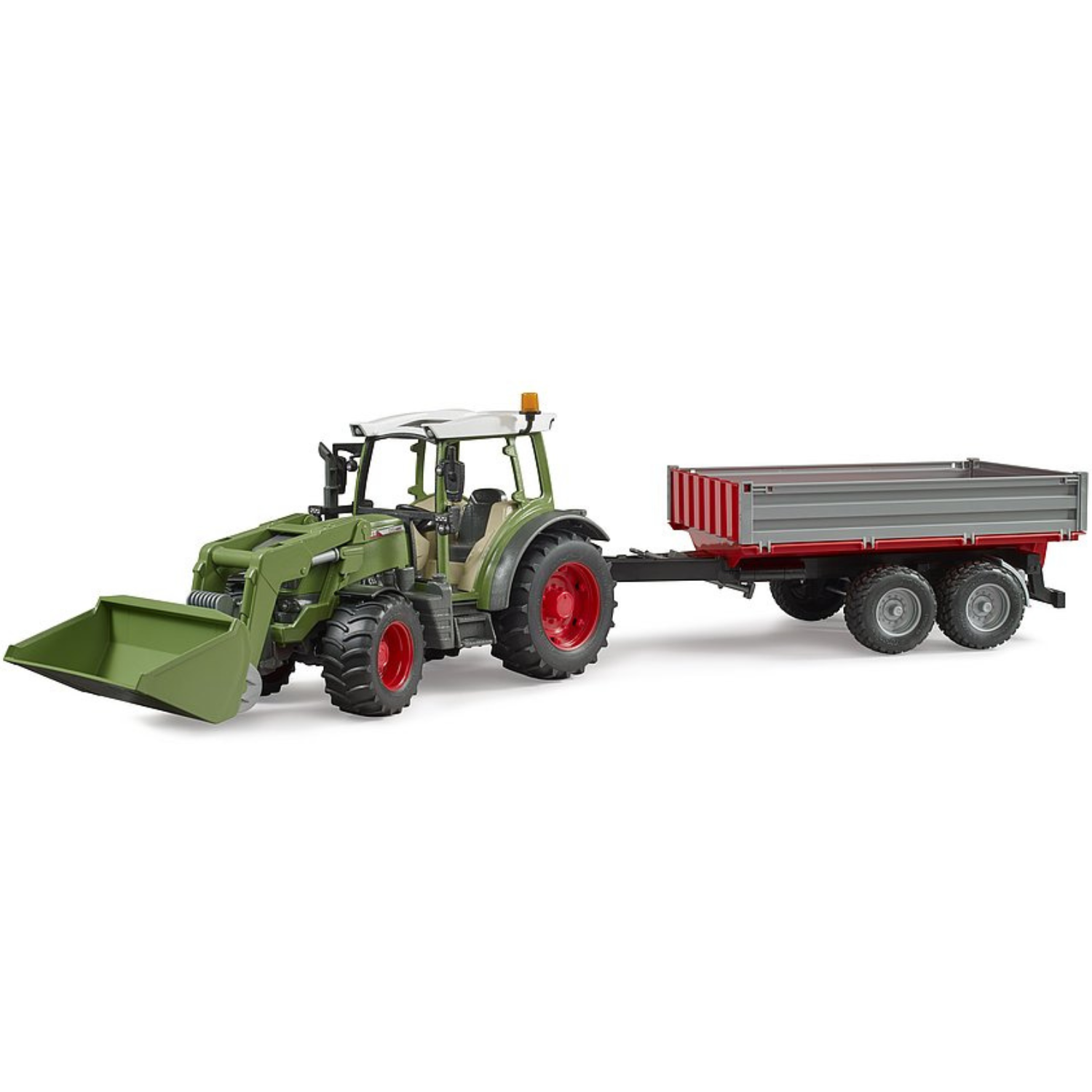 Bruder Fendt Vario 211 met Voorlader en Aanhanger