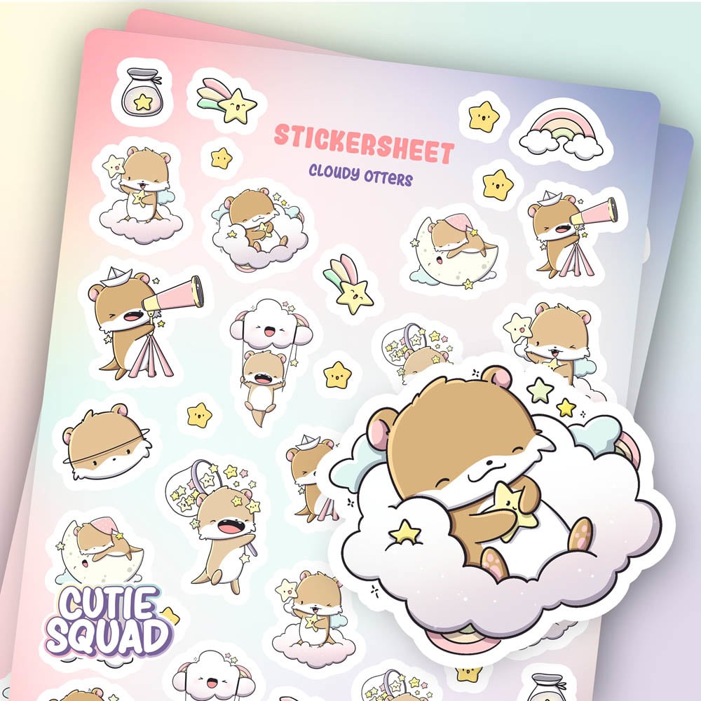CutieSquad Stickervel - Cloudy Otters