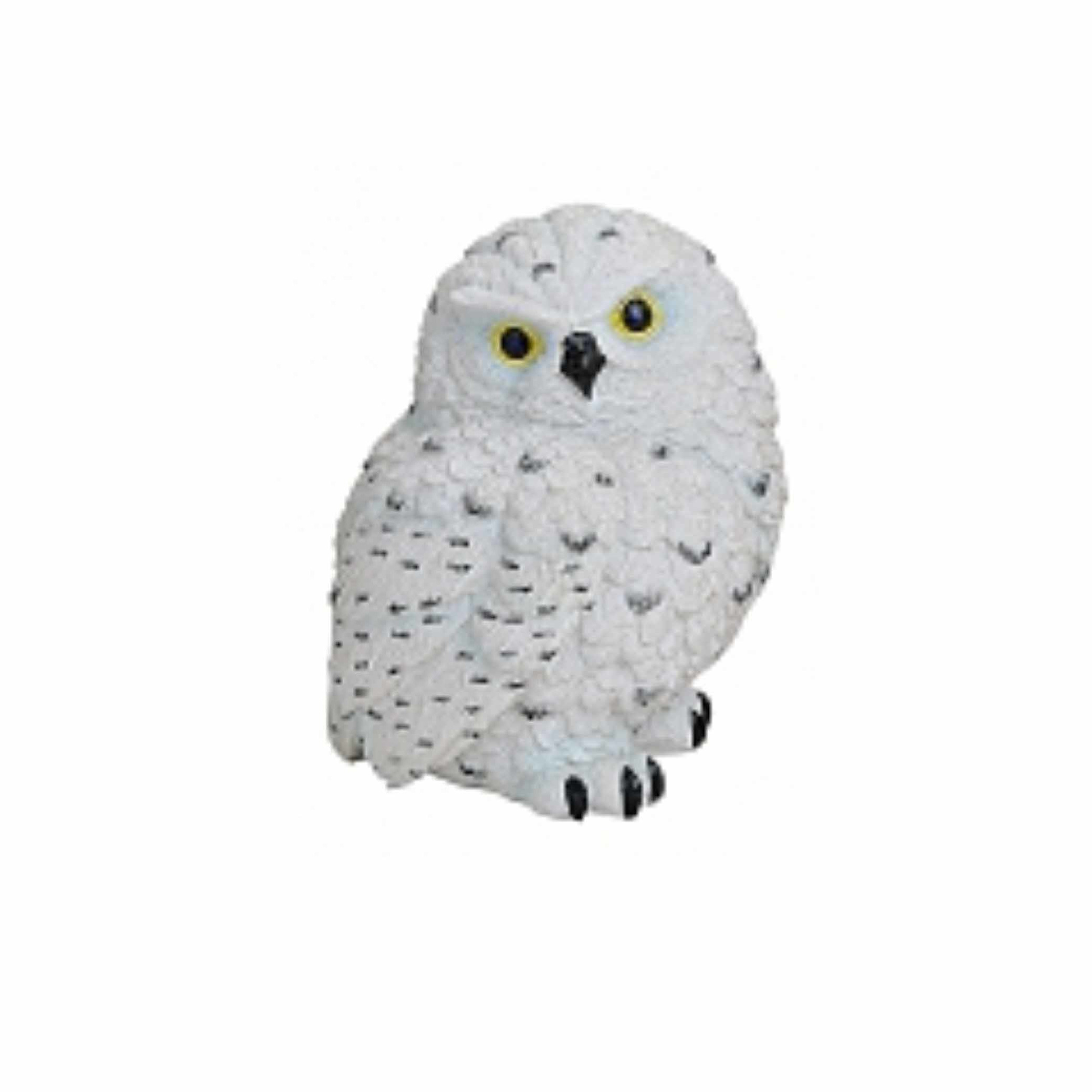 Decoratie sneeuwuil - wit - polystone - 11 cm - uilen beeldje