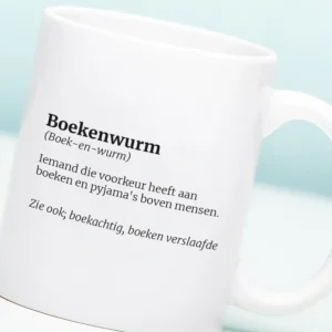 mok met tekst voor boekliefhebber
